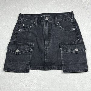 Aritzia Denim Forum Skirt Womens 23 Black The '90s Mid Rise Cargo Mini Skirt